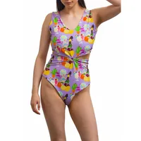 Printed Cut-out One-piece Swimsuit