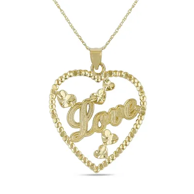 10kt 18" "love" Charm On Rope Chain Necklace