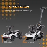 2 In 1 Ride On Push Car White