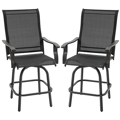 Outdoor Swivel Bar Stools Set Of 2 Bar Height Patio Chairs