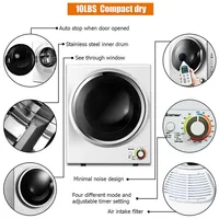 Costway Electric Tumble Compact Cloth Dryer Stainless Steel Wall Mounted 1.5 Cu .ft