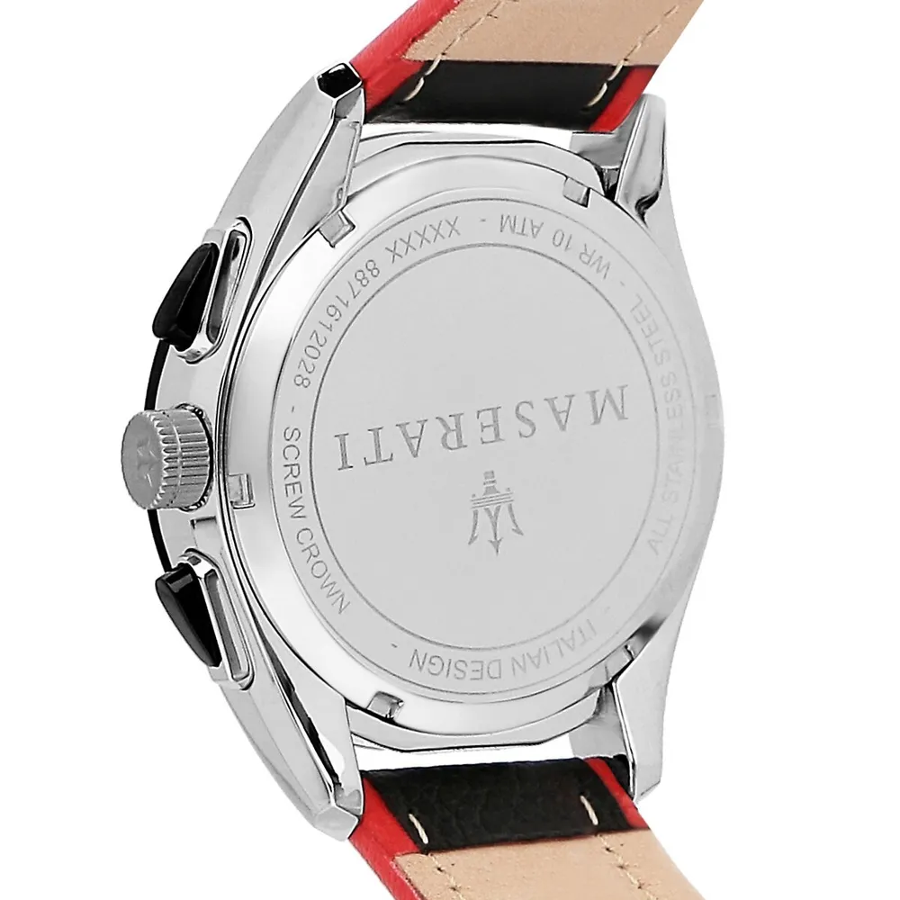 Traguardo 45mm Quartz Stainless Steel Watch In Silver/black/red
