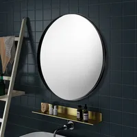 27.5'' Modern Metal Wall-mounted Round Mirror For Bathroom Entryway Black
