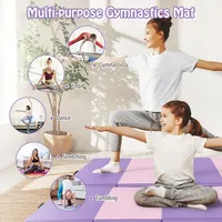 8' X 4' X 2'' Folding Gymnastics Mat Tumbling Exercise Pu Leather Cover For Yoga