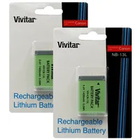Li-on Battery For Canon Nb-13l 1400mah (2 Pack) + 100 Lens Tissue + Lens Cleaner + Dust Blower + 3pc Cleaning Kit