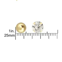 10kt 7mm Round Cubic Zirconia With Gold Ball Earrings