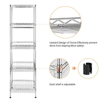 5-tier Wire Shelving Unit Adjustable Wire Basket Shelving Metal Storage Shelves Utility Racks Home Kitchen Utensils Storage Rack