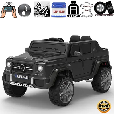 Officially Licensed Mercedes Benz Maybach G650 12v 1-seater Toddlers' & Kids' Ride-on Car W/ 4wd, Rubber Wheels, Leather Seat, Storage, Mp3, Sd, Usb, Parent Rc- Matte Black Special Edition