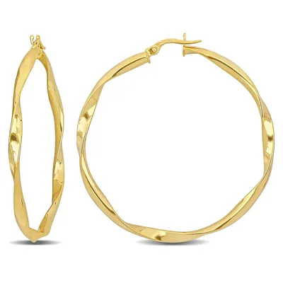 47mm Twisted Hoop Earrings In 10k Yellow Gold