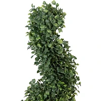 3' Artificial Two-tone Boxwood Spiral Topiary Tree With Round Pot, Unlit