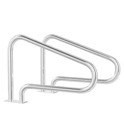 Set Of 2 Swimming Pool Hand Rail Stainless Steel W/ Quick Mount Base
