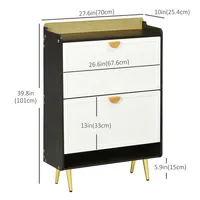 Bamboo Door 12 Pair Shoe Cabinet With Two Flip Drawers