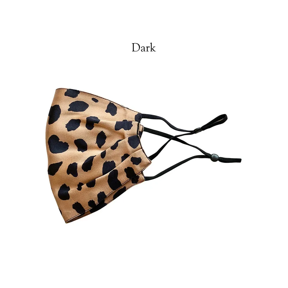 Cheetah Print Pleated Double Layer Silk Face Mask