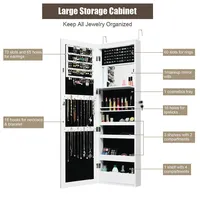 Costway Led Wall Mounted Door Mirror Jewelry Cabinet Armoire Organizer Lockable