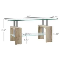 Glass Coffee Table Cocktail Table W/ Tempered Glass Top