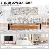 Armless Loveseat Sofa Fabric Settee Bench Bed Chair Wooden Leg Living Room
