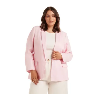 Lila Curve Linen Blazer Plus