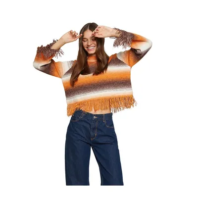 Regular Fit Woven Striped Sweater