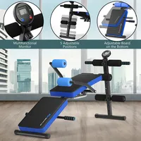 Multi-functional Foldable Weight Bench Adjustable Sit-up Board W/ Monitor Redblue
