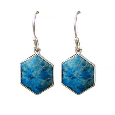 Geometric Apatite Blue Drop Earrings