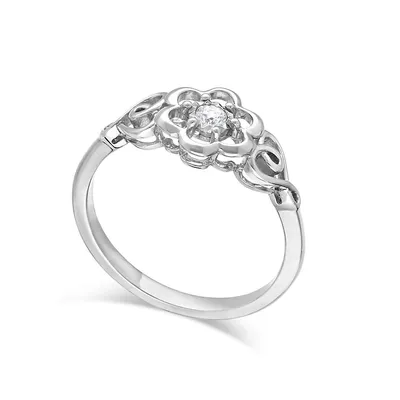 Canadian Dreams 14k White Gold Diamond Filigree Fashion Ring