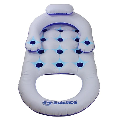 64-inch Inflatable Solstice Blue And White Lounge Inflatable Swimming Pool Float