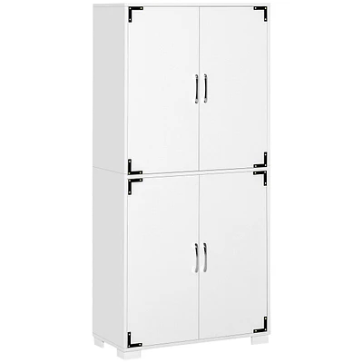 Modern Kitchen Pantry Storage Cabinet With 4 Doors, Shelves