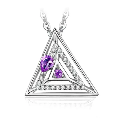 0.6 Ct Multi Purple Amethyst Necklace 0.925 Sterling Silver