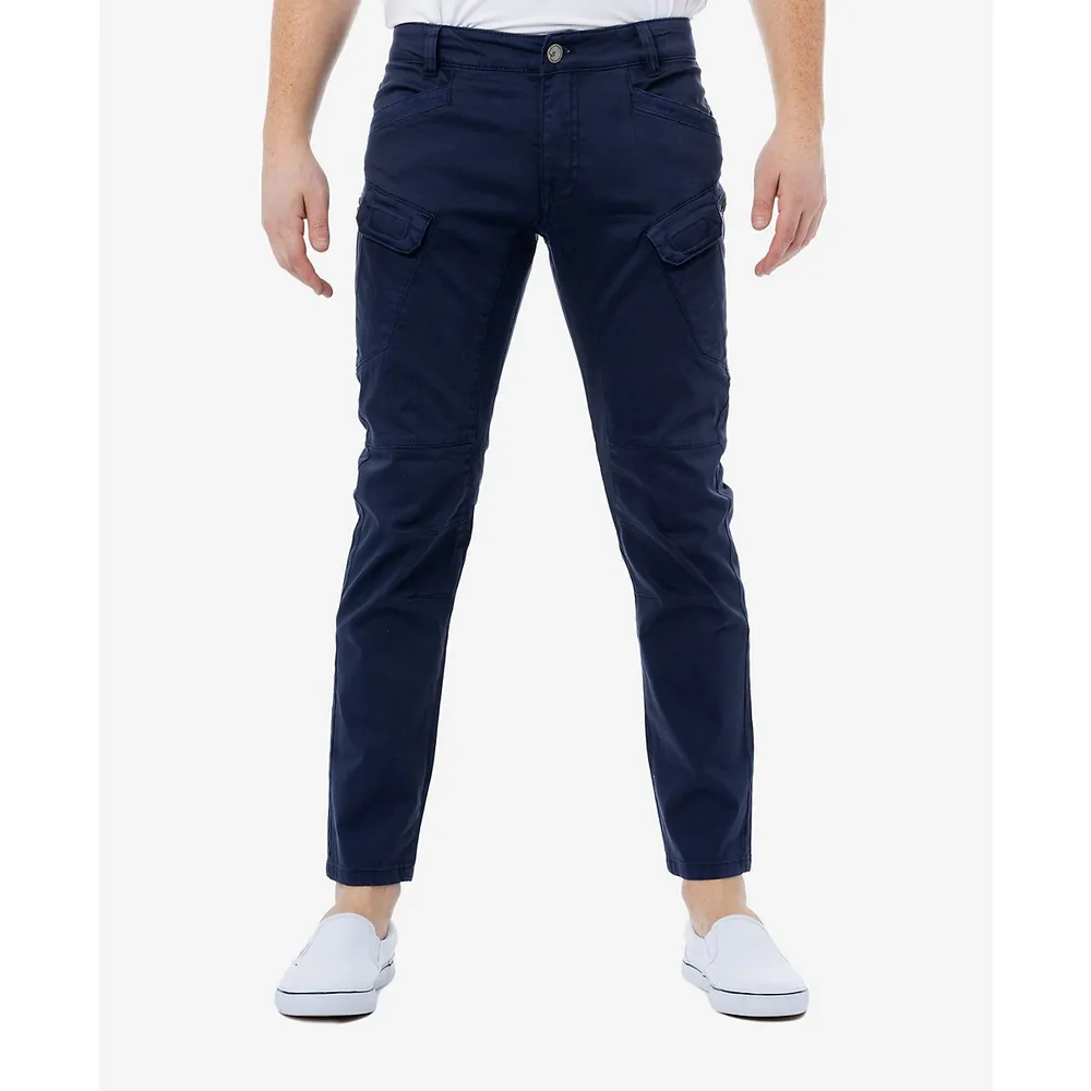 XRAY Men's Slim Fit Twill Chinos With Zipper Cargo Pockets