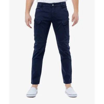 Men's Slim Fit Twill Chinos With Zipper Cargo Pockets
