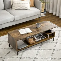 Coffee Table With Open Storage Compartments, Brown