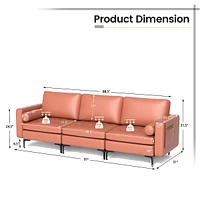 Modern Modular 3-seat Sofa Couch With Side Storage Pocket & Metal Leg