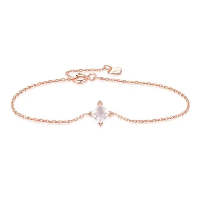 0.3 Ct Princess Pink Quartz Bracelet 0.925 Rose Sterling Silver