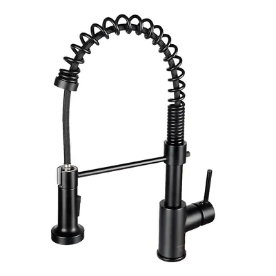 Kitchen Faucet Single Handle with Pull Down Sprayer Matt Black, 360 Degree Swivels (Without Faucet Plate)