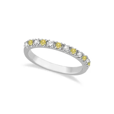 Yellow Canary And White Diamond Stackable Ring Band 14k Gold (0.25ct)