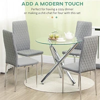Dining Chairs Set Of 4 With Pu Leather Steel Legs Grey