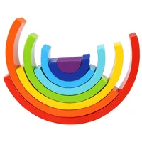 Wooden Rainbow Stacking Toy - 8pcs Nesting Blocks Game, Ages 18m+