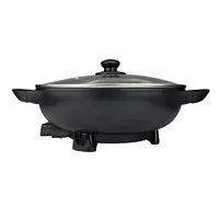 Brentwood 13-inch Non-stick Flat Bottom Electric Wok Skillet With Vented Glass Lid