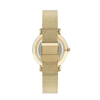 Ladies Lc07339.130 3 Hand Yellow Gold Watch With A Yellow Gold Mesh Band And A Silver Dial