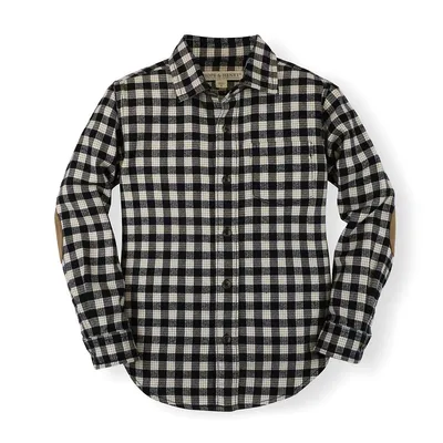 Boys Flannel Shirt With Elbow Patches
