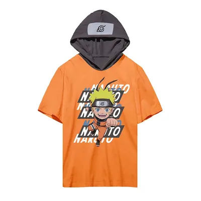 Naruto Hidden Leaf Symbol Boys Orange Hooded T-shirt