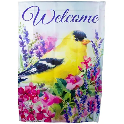 Welcome Yellow Finch Spring Outdoor House Flag 28" X 40"