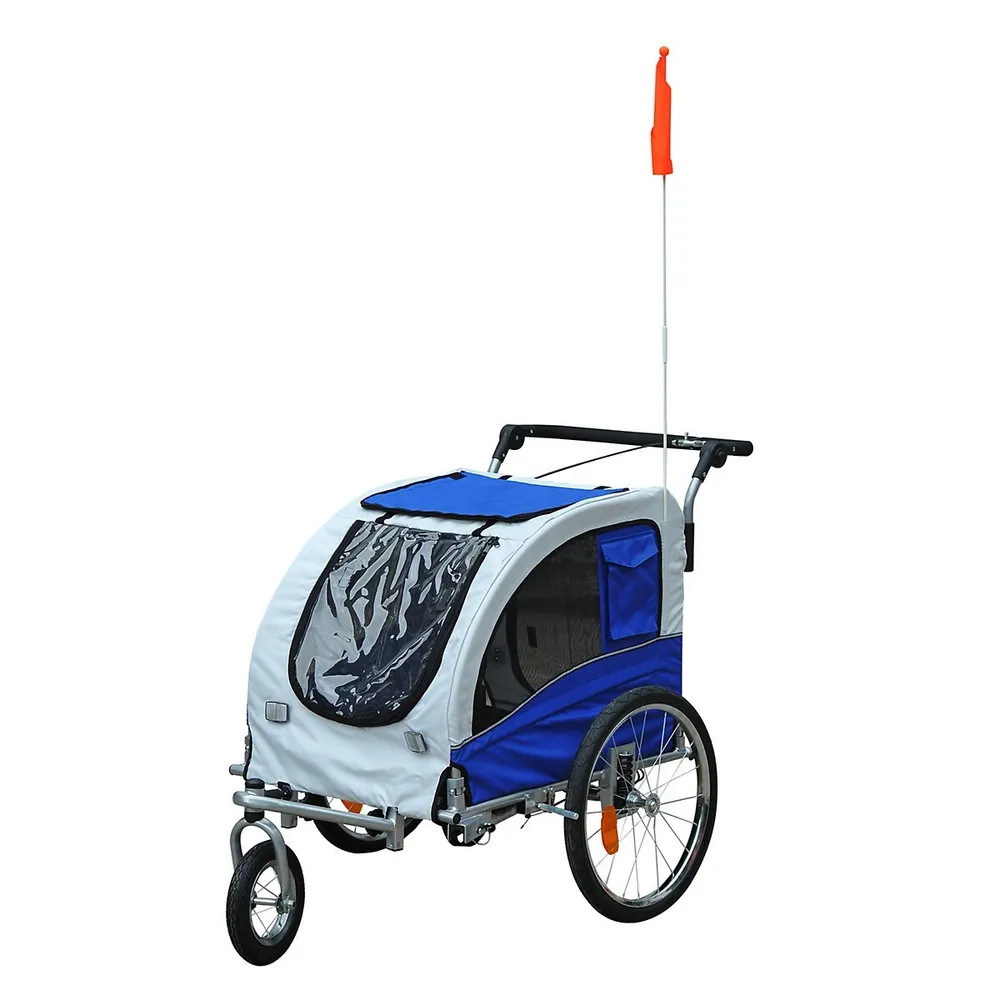 PawHut Pet Bike Trailer Bicycle Dog Cat Travel Carrier Foldable Blue