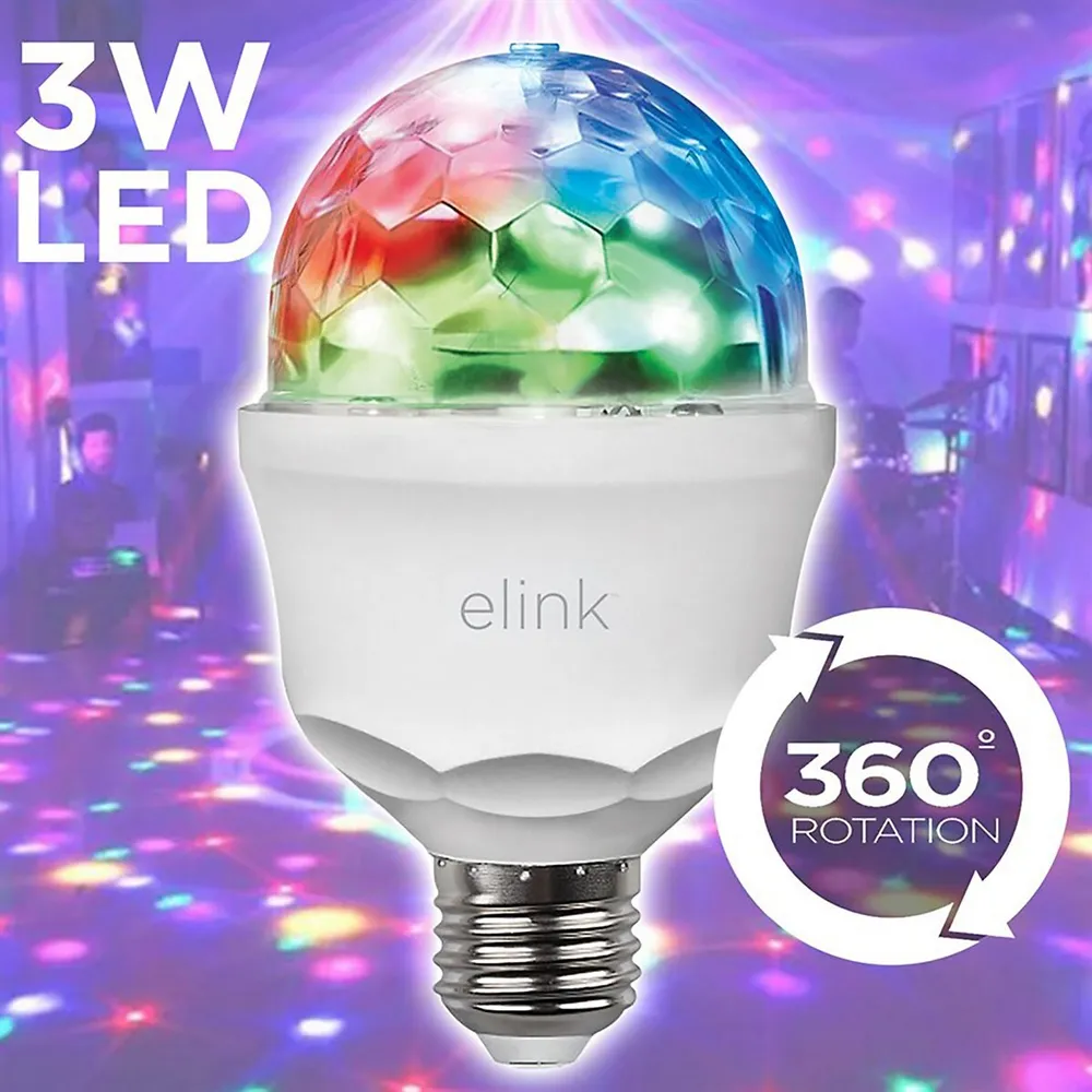 Led Party Light Bulb, 360° Rotating, Rgb, 3 Watts
