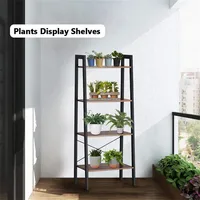 4-tier Wood Ladder Bookshelf , Display Bookcase Corner Rack For Books And Plants