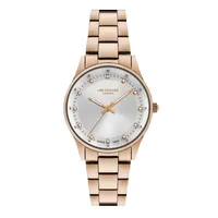 Ladies Lc07236.430 3 Hand Rose Gold Watch With A Rose Gold Metal Band And A Silver Dial