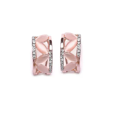 Gold-toned Pink Hoop Earrings