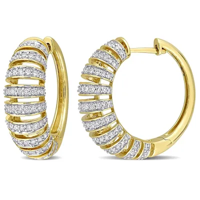 1 Ct Tw Diamond Multi-row Hoop Earrings In 14k Yellow Gold