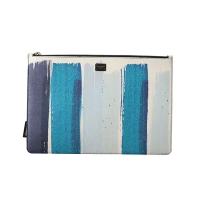 Blue Dauphine Leather Clutch Document Women's Briefcase
