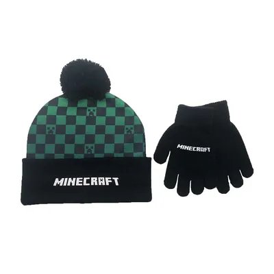 Minecraft Creeper Face Boys Beanie & Gloves Set